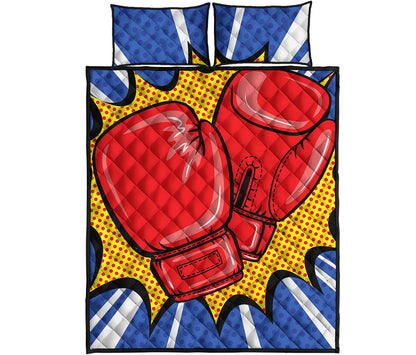 Pop Art Boxing Gloves Print Quilt Bed Set