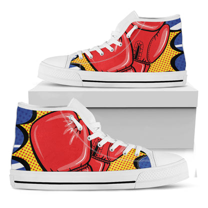 Pop Art Boxing Gloves Print White High Top Shoes