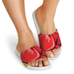 Pop Art Boxing Gloves Print White Slide Sandals