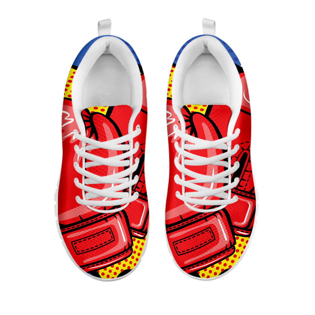 Pop Art Boxing Gloves Print White Sneakers
