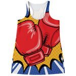 Pop Art Boxing Gloves Print Women's Racerback Tank Top