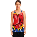Pop Art Boxing Gloves Print Women's Racerback Tank Top