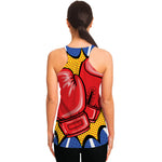 Pop Art Boxing Gloves Print Women's Racerback Tank Top