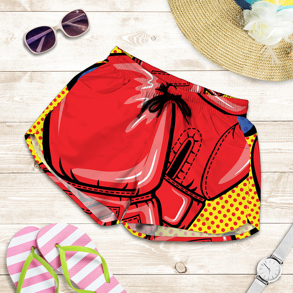 Pop Art Boxing Gloves Print Women's Shorts