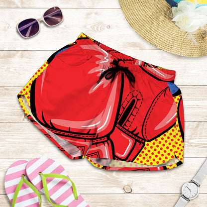Pop Art Boxing Gloves Print Women's Shorts