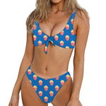 Popcorn Box Pattern Print Front Bow Tie Bikini