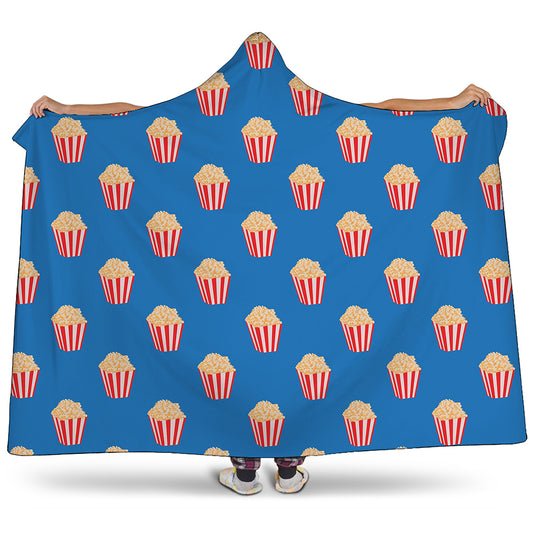 Popcorn Box Pattern Print Hooded Blanket