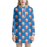Popcorn Box Pattern Print Hoodie Dress