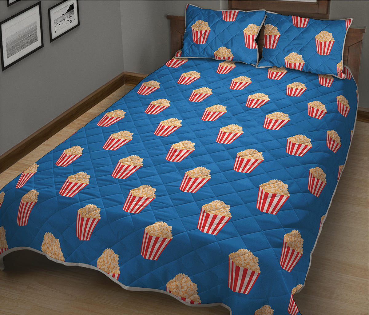 Popcorn Box Pattern Print Quilt Bed Set