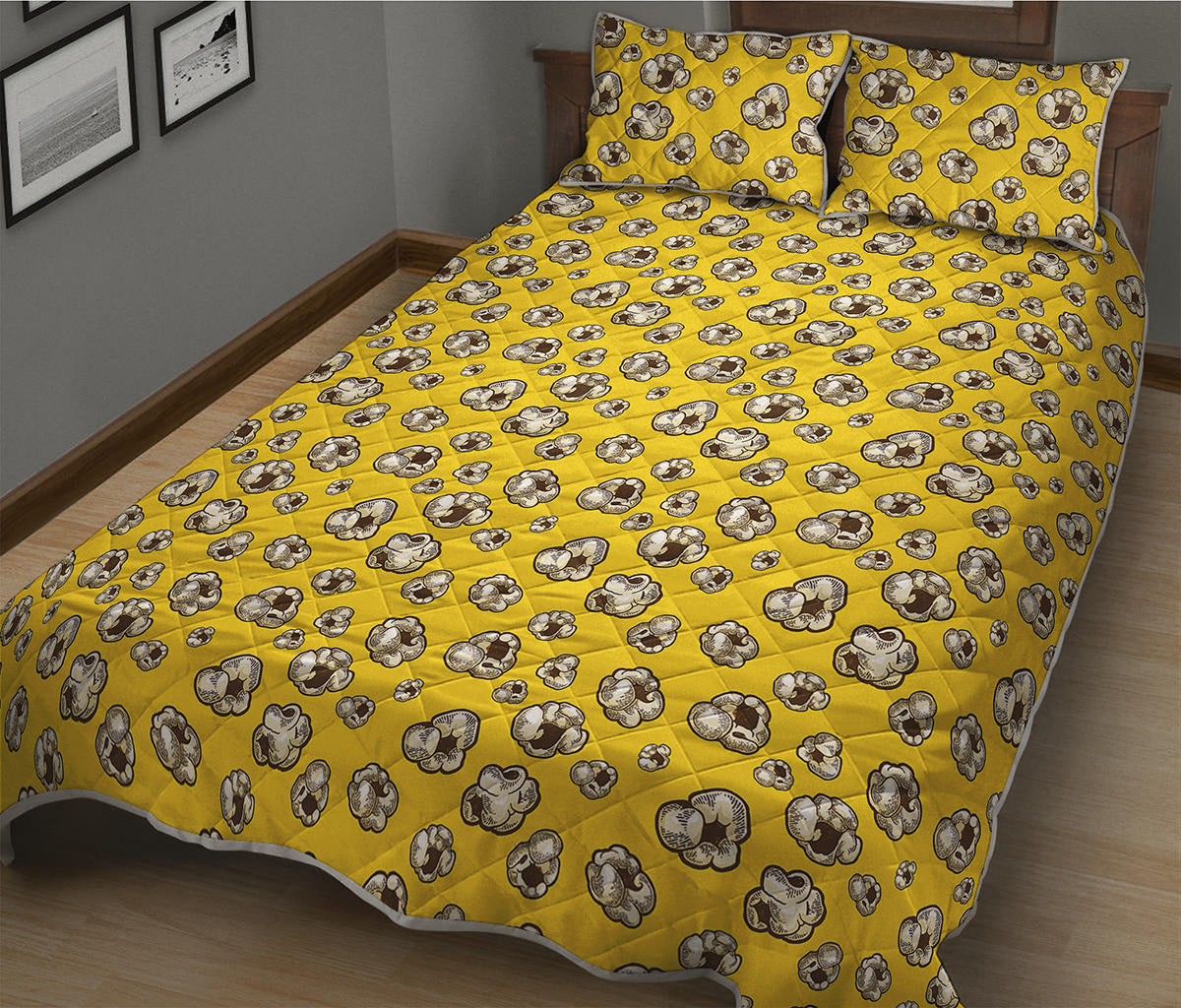 Popcorn Pattern Print Quilt Bed Set