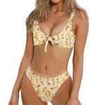 Popcorn Print Front Bow Tie Bikini