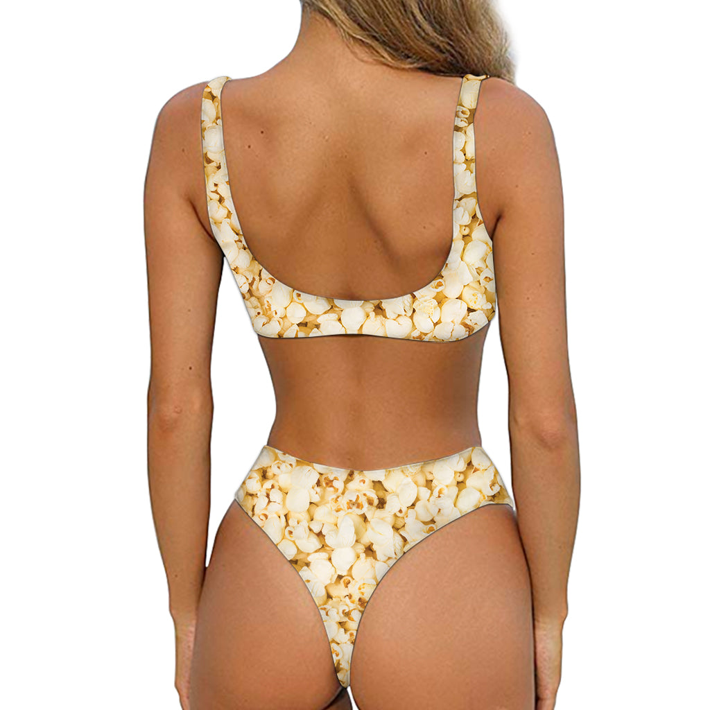 Popcorn Print Front Bow Tie Bikini