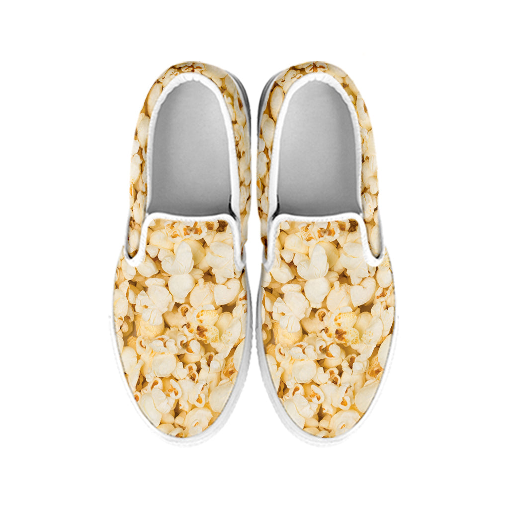 Popcorn Print White Slip On Shoes