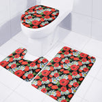 Poppy And Chamomile Pattern Print 3 Piece Bath Mat Set