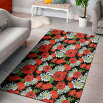 Poppy And Chamomile Pattern Print Area Rug