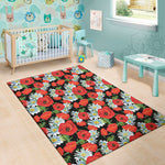 Poppy And Chamomile Pattern Print Area Rug