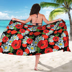 Poppy And Chamomile Pattern Print Beach Sarong Wrap
