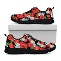 Poppy And Chamomile Pattern Print Black Running Shoes