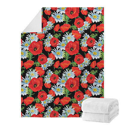 Poppy And Chamomile Pattern Print Blanket