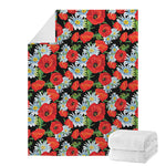 Poppy And Chamomile Pattern Print Blanket