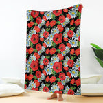 Poppy And Chamomile Pattern Print Blanket