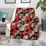 Poppy And Chamomile Pattern Print Blanket