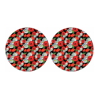 Poppy And Chamomile Pattern Print Car Coasters