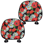 Poppy And Chamomile Pattern Print Car Headrest Covers