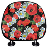 Poppy And Chamomile Pattern Print Car Headrest Covers