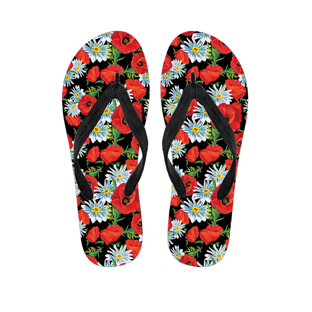 Poppy And Chamomile Pattern Print Flip Flops