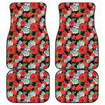 Poppy And Chamomile Pattern Print Front and Back Car Floor Mats