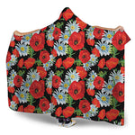 Poppy And Chamomile Pattern Print Hooded Blanket