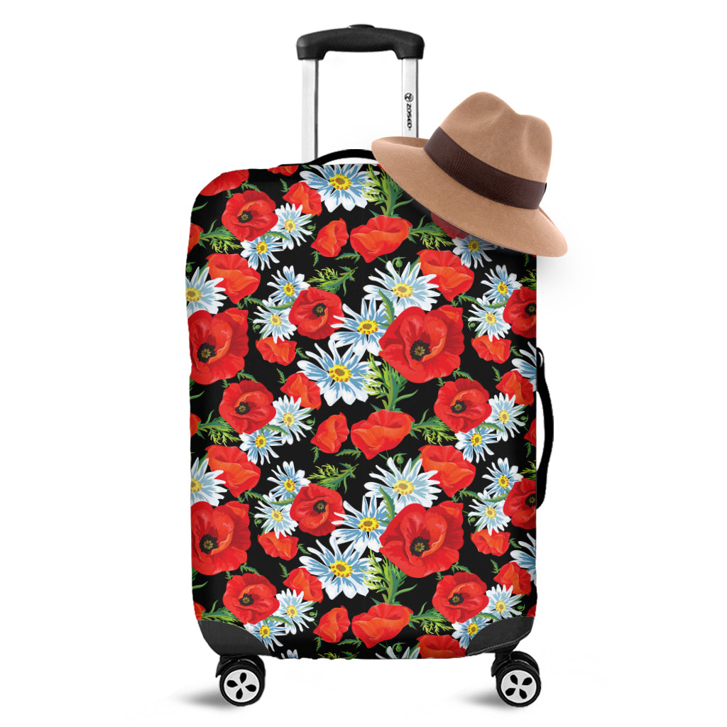 Poppy And Chamomile Pattern Print Luggage Cover