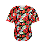 Poppy And Chamomile Pattern Print Men's Baseball Jersey