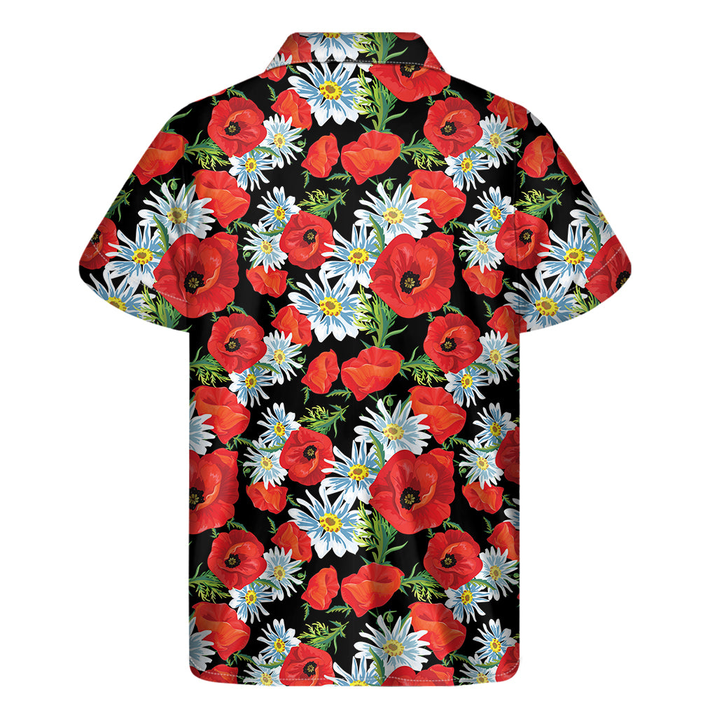 Poppy And Chamomile Pattern Print Men's Short Sleeve Shirt
