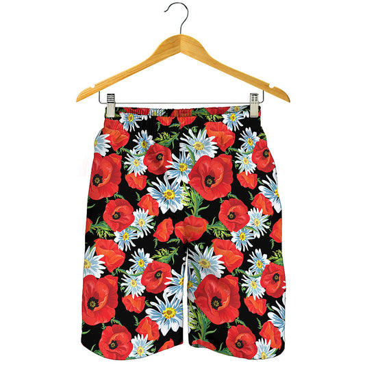 Poppy And Chamomile Pattern Print Men's Shorts