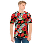 Poppy And Chamomile Pattern Print Men's T-Shirt