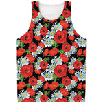 Poppy And Chamomile Pattern Print Men's Tank Top