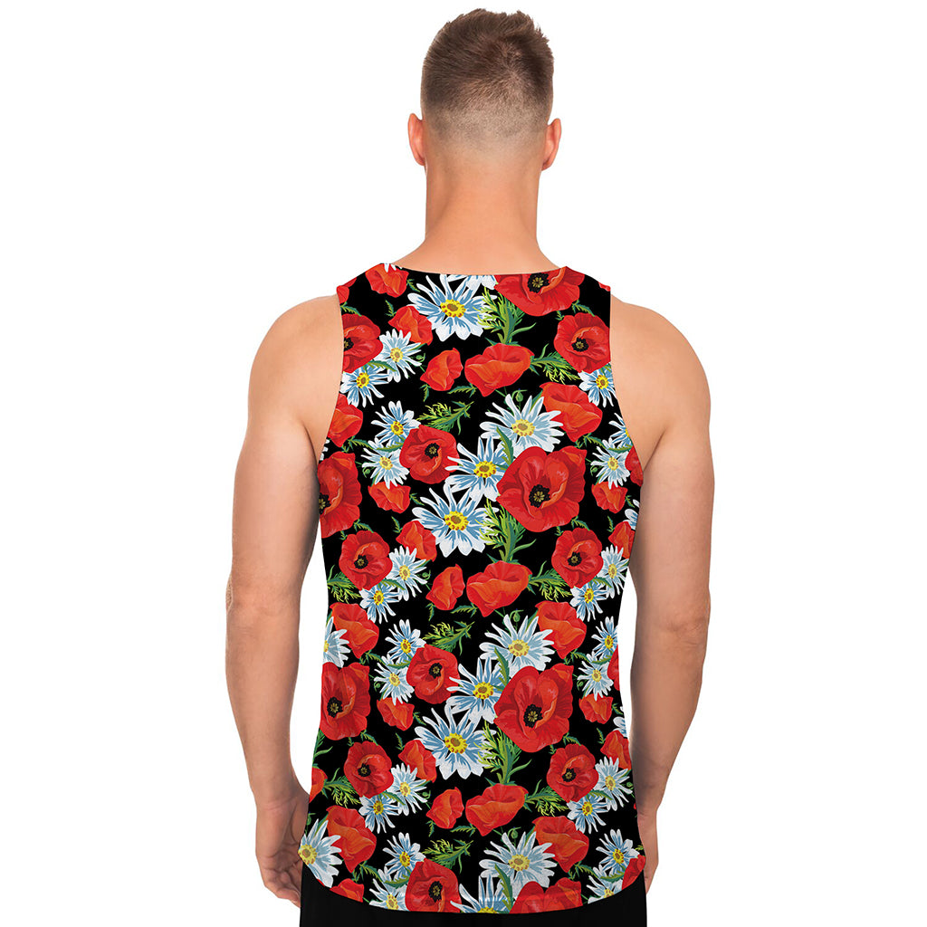 Poppy And Chamomile Pattern Print Men's Tank Top