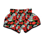 Poppy And Chamomile Pattern Print Muay Thai Boxing Shorts