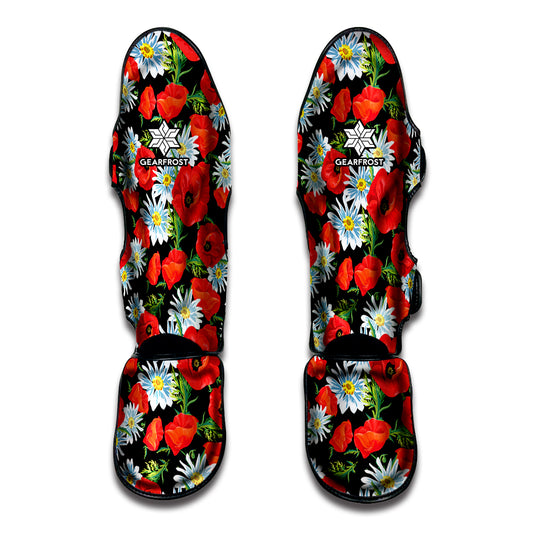 Poppy And Chamomile Pattern Print Muay Thai Shin Guard