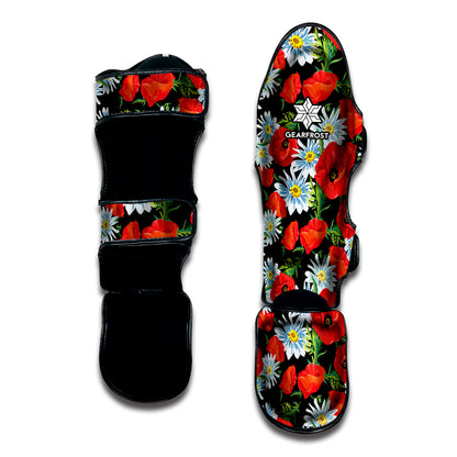 Poppy And Chamomile Pattern Print Muay Thai Shin Guard