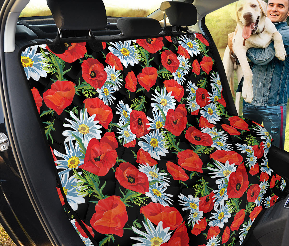 Poppy And Chamomile Pattern Print Pet Car Back Seat Cover