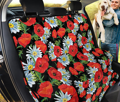 Poppy And Chamomile Pattern Print Pet Car Back Seat Cover