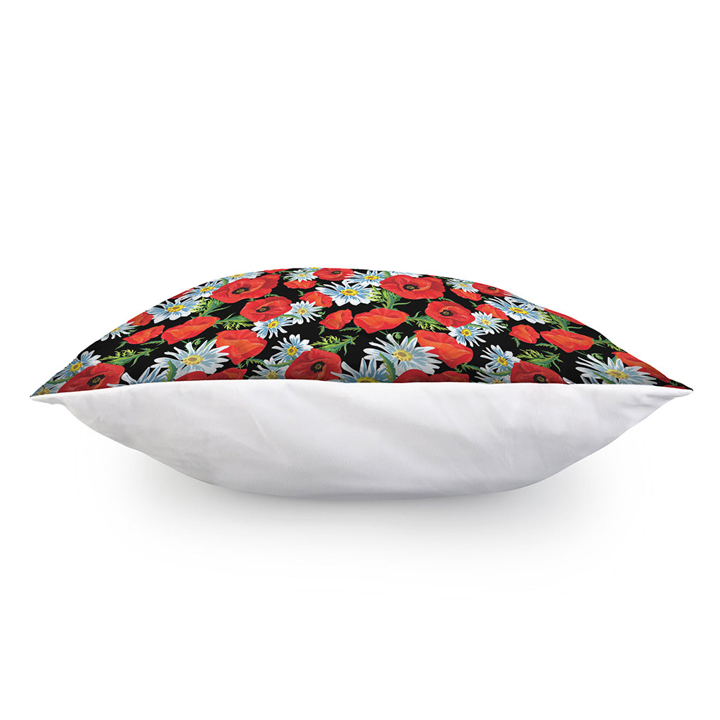Poppy And Chamomile Pattern Print Pillow Cover