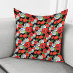 Poppy And Chamomile Pattern Print Pillow Cover