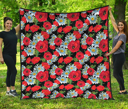 Poppy And Chamomile Pattern Print Quilt