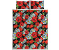 Poppy And Chamomile Pattern Print Quilt Bed Set