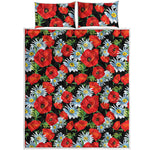 Poppy And Chamomile Pattern Print Quilt Bed Set