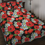 Poppy And Chamomile Pattern Print Quilt Bed Set